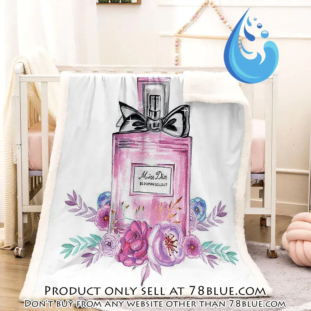 Chanel rose perfum luxury brand premium blanket fleece home decor 78b5641795